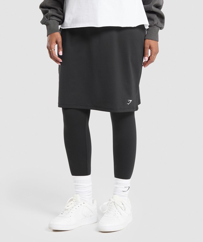 Gymshark 2 In 1 High Waisted Skirt Leggings Leggings Dames Zwart | GNKO48305