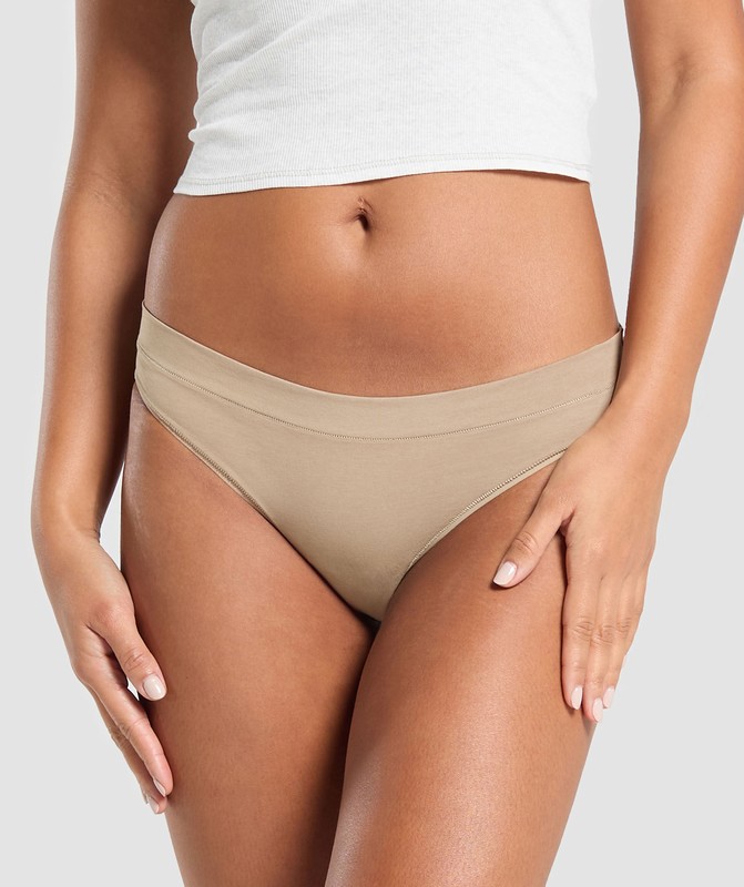 Gymshark 3pk Brief Slip Dames Bruin Bruin Bruin | TGRE41730