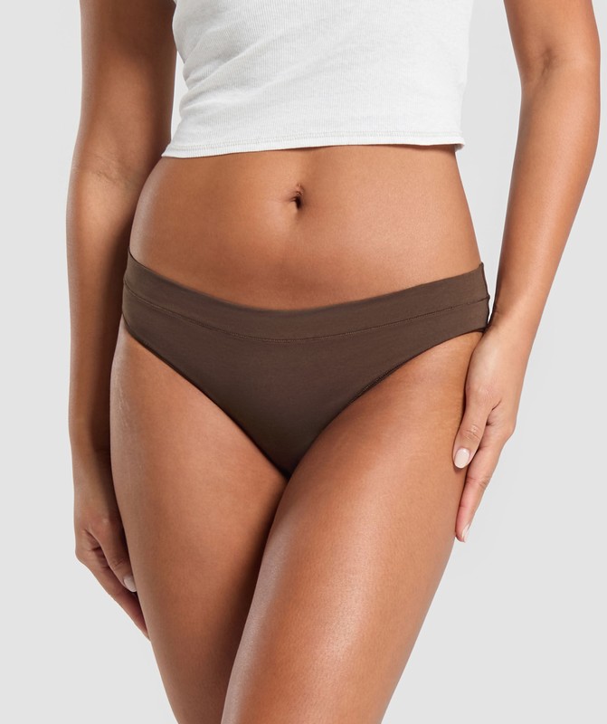 Gymshark 3pk Brief Slip Dames Bruin Bruin Bruin | TGRE41730
