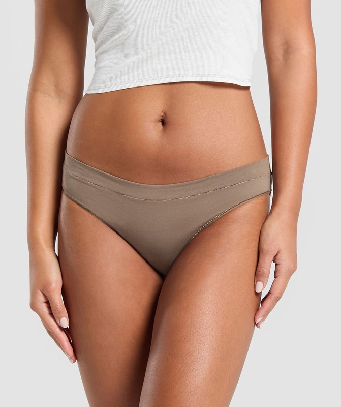 Gymshark 3pk Brief Slip Dames Bruin Bruin Bruin | TGRE41730
