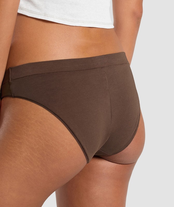 Gymshark 3pk Brief Slip Dames Bruin Bruin Bruin | TGRE41730