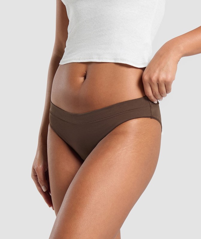 Gymshark 3pk Brief Slip Dames Bruin Bruin Bruin | TGRE41730