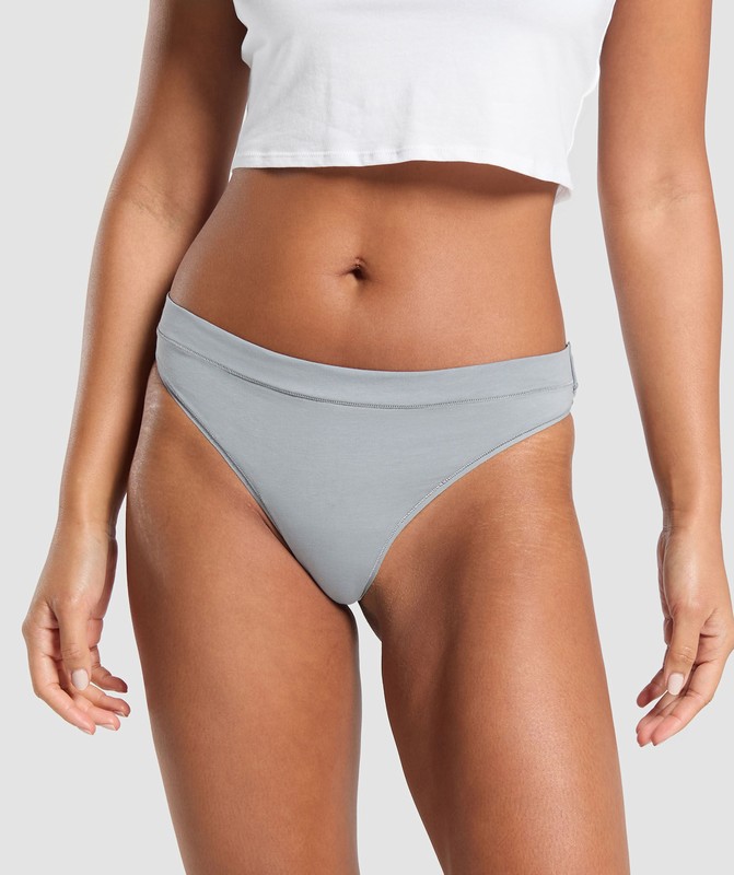 Gymshark 3pk Thong String Dames Blauw Blauw Grijs | WPLA69412