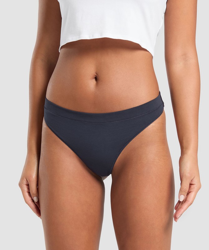 Gymshark 3pk Thong String Dames Blauw Blauw Grijs | WPLA69412