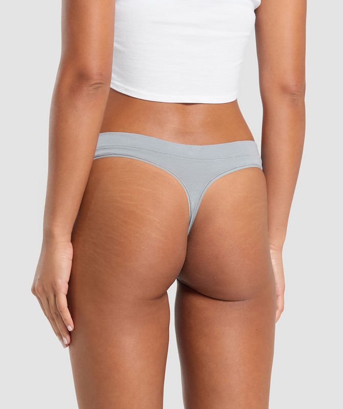Gymshark 3pk Thong String Dames Blauw Blauw Grijs | WPLA69412