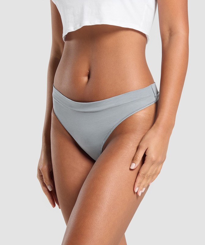 Gymshark 3pk Thong String Dames Blauw Blauw Grijs | WPLA69412