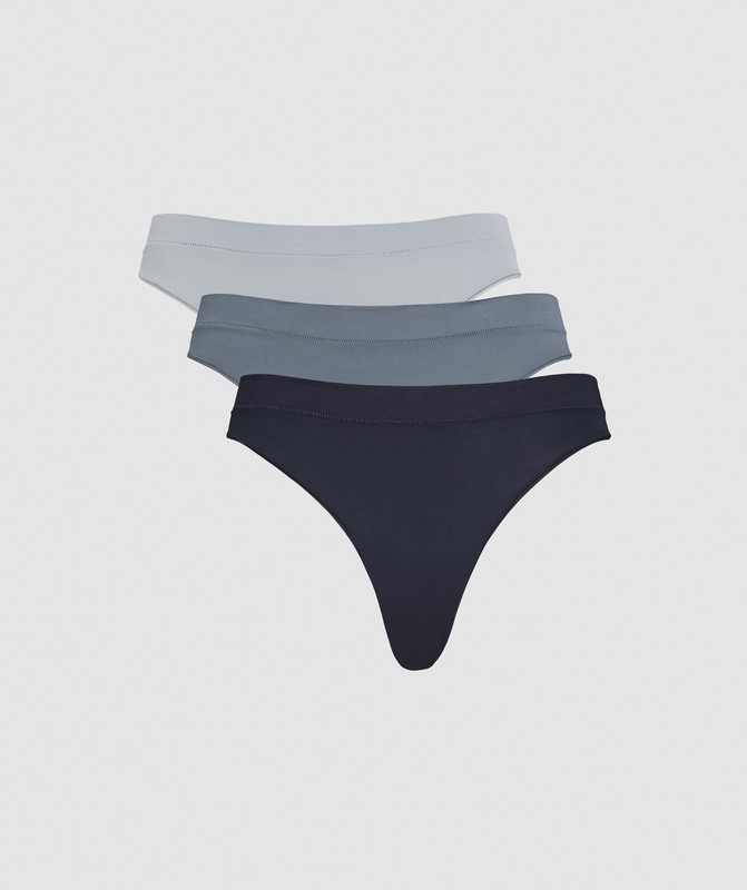 Gymshark 3pk Thong String Dames Blauw Blauw Grijs | WPLA69412