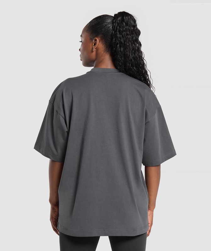 Gymshark Acid Wash OS Baggy Tee GFX T-Shirt Dames Grijs | GNDL56127
