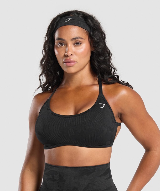 Gymshark Adapt Camo Cross Back Sports Bra Sport BH Dames Zwart Grijs | IOCJ39867