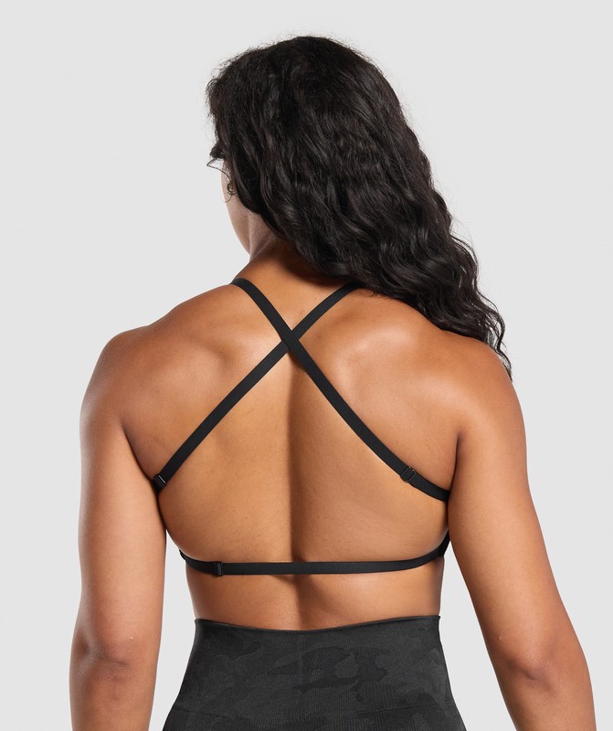Gymshark Adapt Camo Cross Back Sports Bra Sport BH Dames Zwart Grijs | IOCJ39867