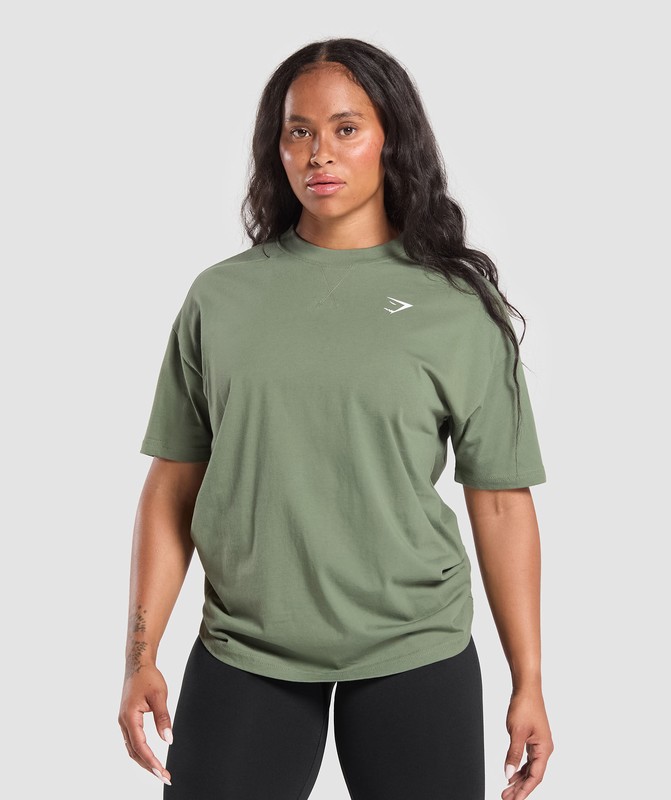 Gymshark Adapt Camo Graphic Oversized Top Top Dames Groen | KQYB32740