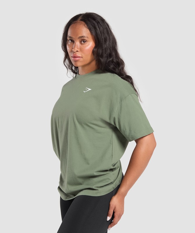 Gymshark Adapt Camo Graphic Oversized Top Top Dames Groen | KQYB32740
