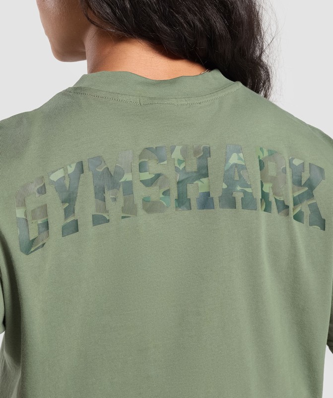 Gymshark Adapt Camo Graphic Oversized Top Top Dames Groen | KQYB32740