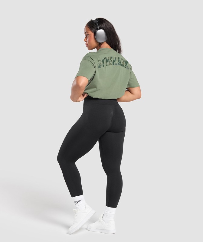 Gymshark Adapt Camo Graphic Oversized Top Top Dames Groen | KQYB32740