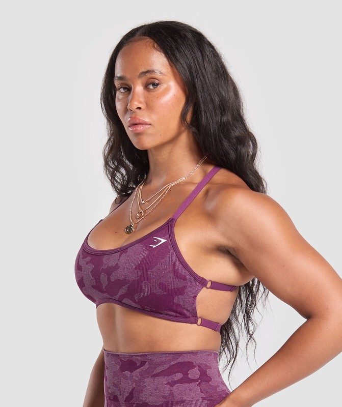 Gymshark Adapt Camo Minimal Bra Sport BH Dames Paars Paars | ASML40971