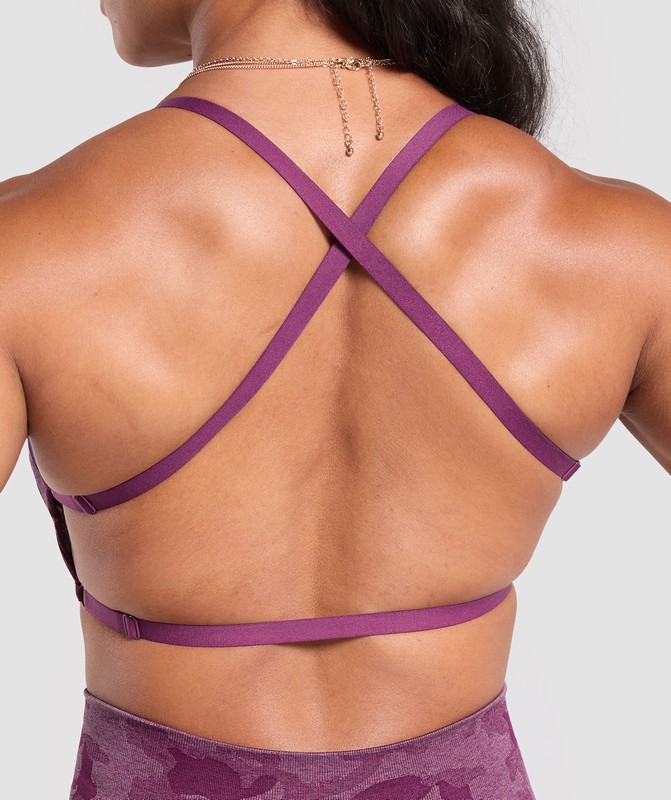 Gymshark Adapt Camo Minimal Bra Sport BH Dames Paars Paars | ASML40971