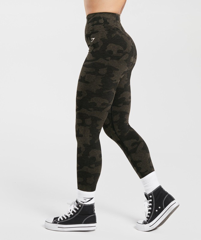 Gymshark Adapt Camo Seamless Leggings Leggings Dames Zwart Camo Bruin | WDZK86743