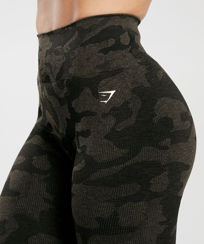 Gymshark Adapt Camo Seamless Leggings Leggings Dames Zwart Camo Bruin | WDZK86743