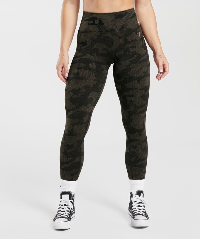 Gymshark Adapt Camo Seamless Leggings Leggings Dames Zwart Camo Bruin | WDZK86743