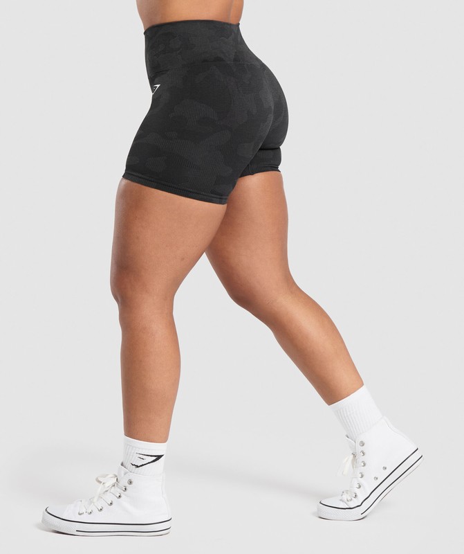 Gymshark Adapt Camo Seamless Shorts Korte Broek Dames Zwart Grijs | KBIC47682