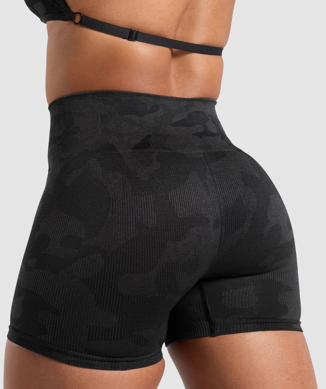 Gymshark Adapt Camo Seamless Shorts Korte Broek Dames Zwart Grijs | KBIC47682
