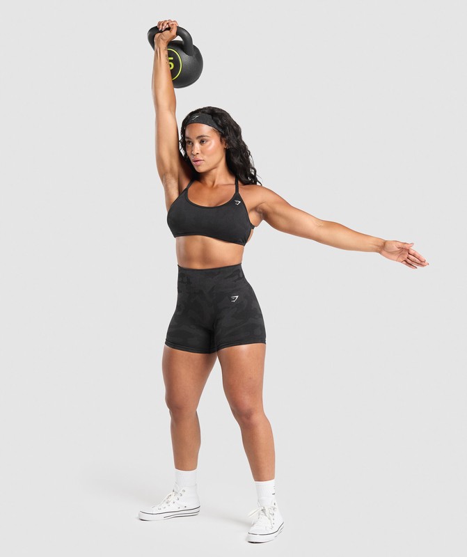 Gymshark Adapt Camo Seamless Shorts Korte Broek Dames Zwart Grijs | KBIC47682