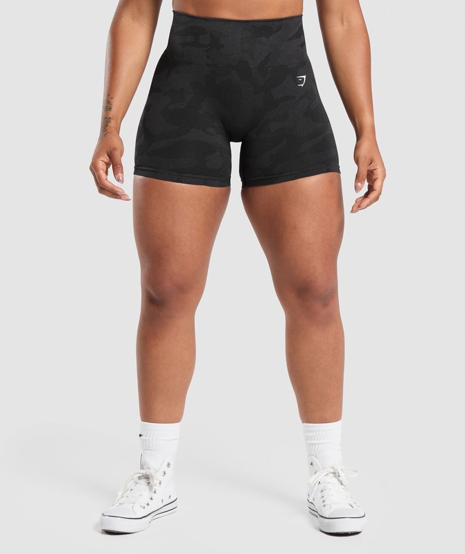 Gymshark Adapt Camo Seamless Shorts Korte Broek Dames Zwart Grijs | KBIC47682