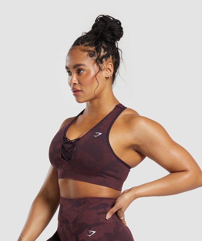Gymshark Adapt Camo Seamless Sports Bra Sport BH Dames Bruin Bordeaux Bruin | EUSC49835