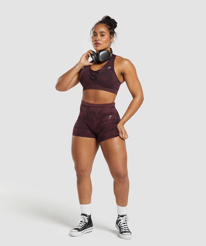 Gymshark Adapt Camo Seamless Sports Bra Sport BH Dames Bruin Bordeaux Bruin | EUSC49835