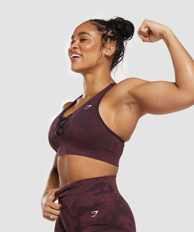 Gymshark Adapt Camo Seamless Sports Bra Sport BH Dames Bruin Bordeaux Bruin | EUSC49835