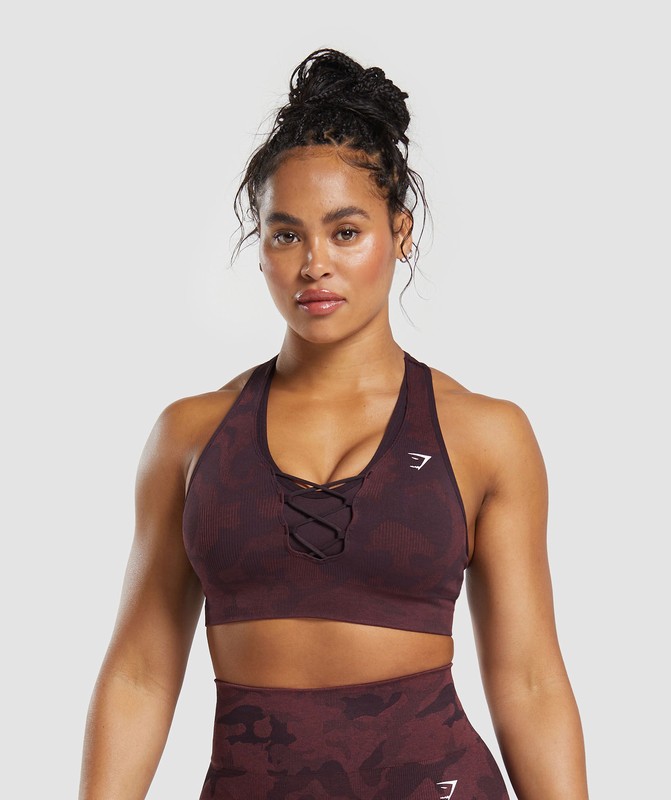 Gymshark Adapt Camo Seamless Sports Bra Sport BH Dames Bruin Bordeaux Bruin | EUSC49835