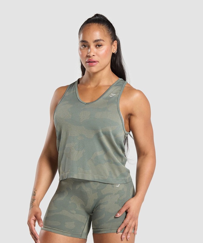 Gymshark Adapt Camo Seamless Tank Tanktop Dames Groen Groen | TAXS75906