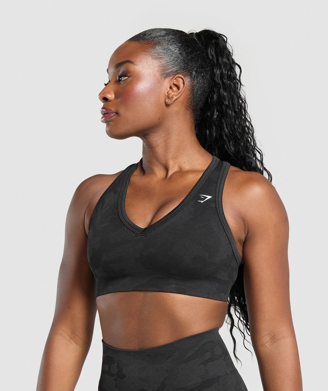 Gymshark Adapt Camo Sports Bra Sport BH Dames Zwart Grijs | LORQ82965