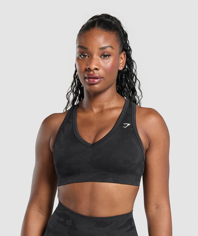 Gymshark Adapt Camo Sports Bra Sport BH Dames Zwart Grijs | LORQ82965