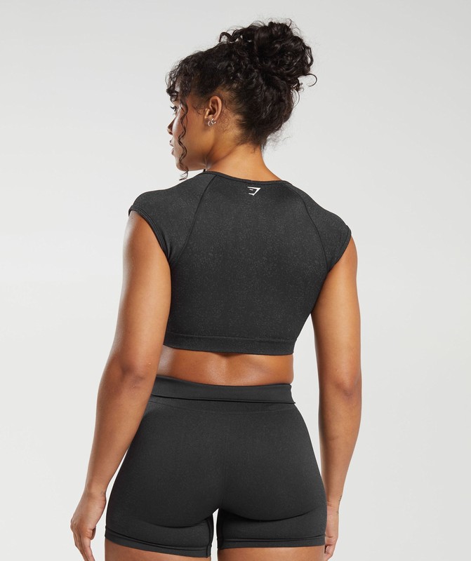 Gymshark Adapt Fleck Seamless Crop Top Crop Top Dames Zwart Grijs | EPLO35968