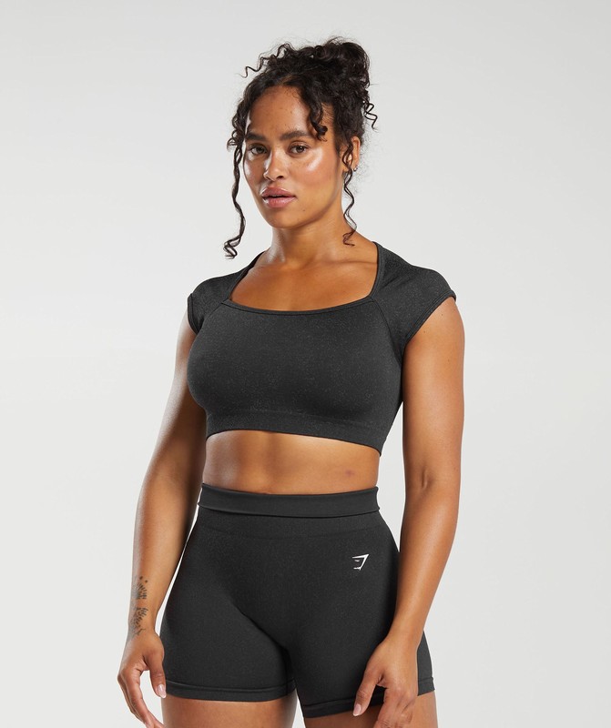 Gymshark Adapt Fleck Seamless Crop Top Crop Top Dames Zwart Grijs | EPLO35968