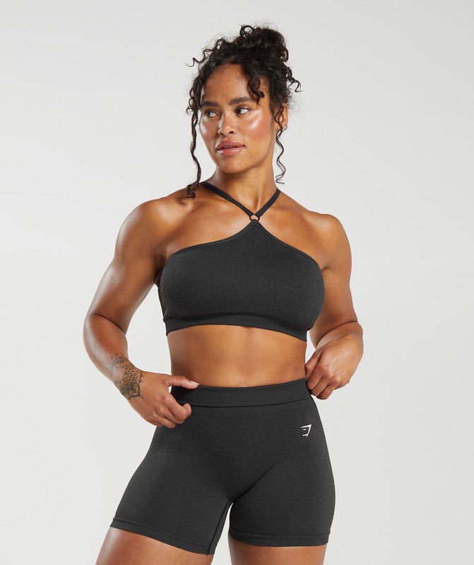 Gymshark Adapt Fleck Seamless Halterneck Bralette Bralettes Dames Zwart Grijs | BAFU68735