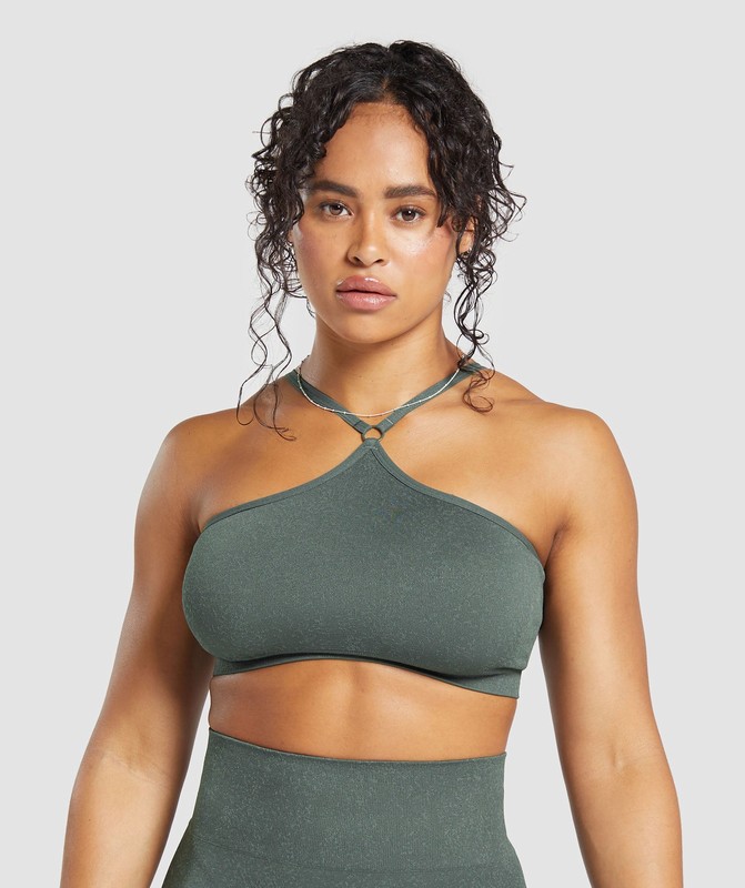 Gymshark Adapt Fleck Seamless Halterneck Bralette- Slate Teal/Cargo Teal Bralettes Dames Slate Teal / Cargo Teal In | XTHJ10483