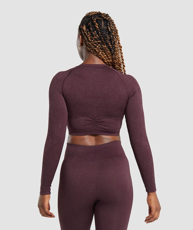 Gymshark Adapt Fleck Seamless Long Sleeve Crop Top Crop Top Dames Paars Paars | FJOP53206