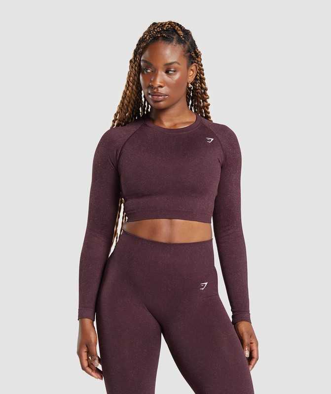 Gymshark Adapt Fleck Seamless Long Sleeve Crop Top Crop Top Dames Paars Paars | FJOP53206