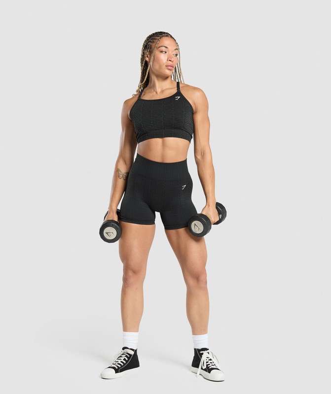 Gymshark Adapt Monogram Seamless Short Korte Broek Dames Zwart Grijs | FBPN53160