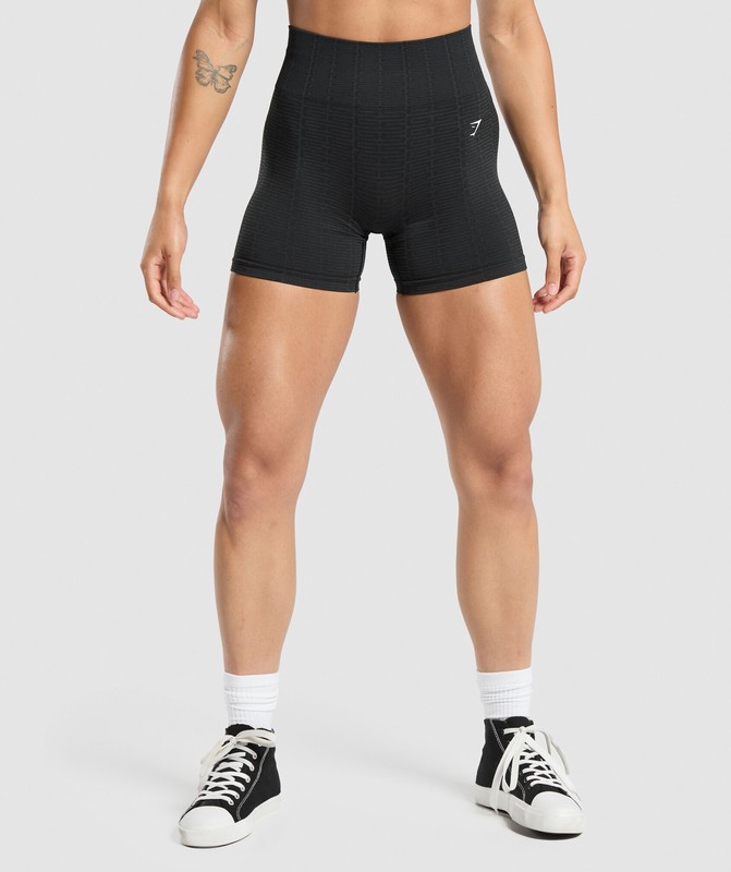 Gymshark Adapt Monogram Seamless Short Korte Broek Dames Zwart Grijs | FBPN53160