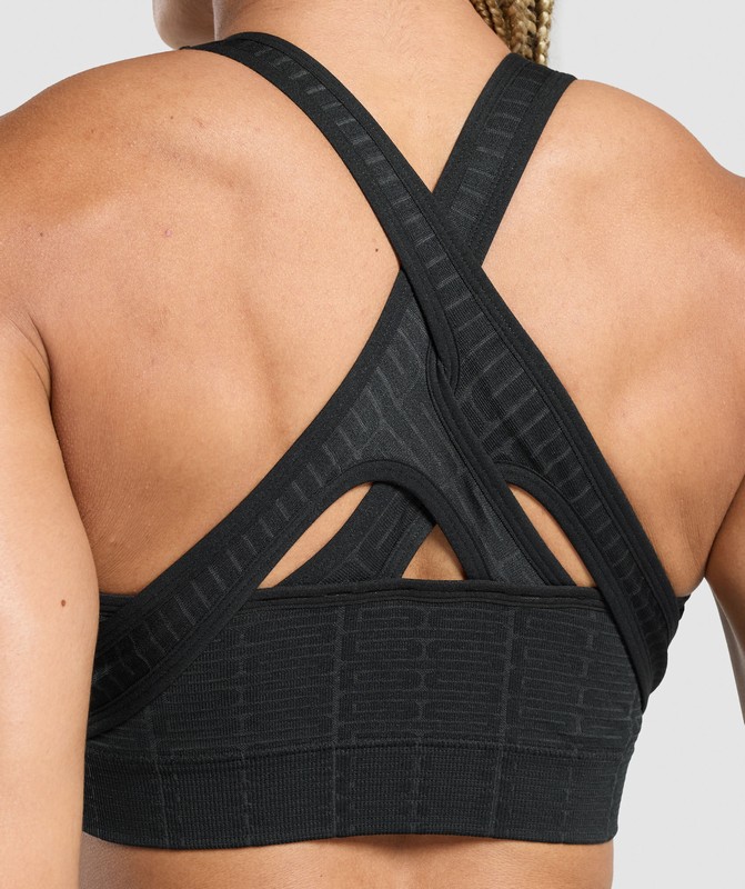 Gymshark Adapt Monogram Seamless Sports Bra Sport BH Dames Zwart Grijs Zwart Grijs | ASJL60147