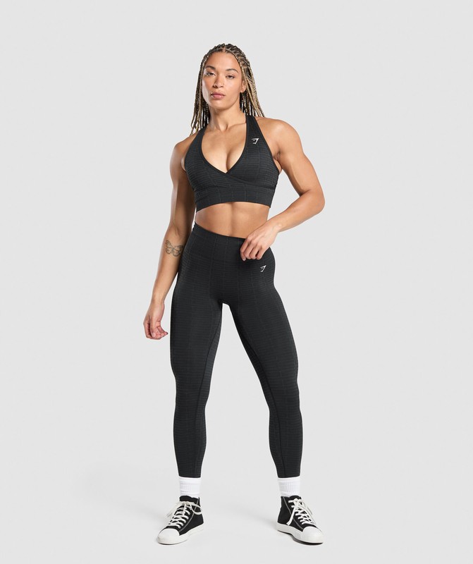 Gymshark Adapt Monogram Seamless Sports Bra Sport BH Dames Zwart Grijs Zwart Grijs | ASJL60147