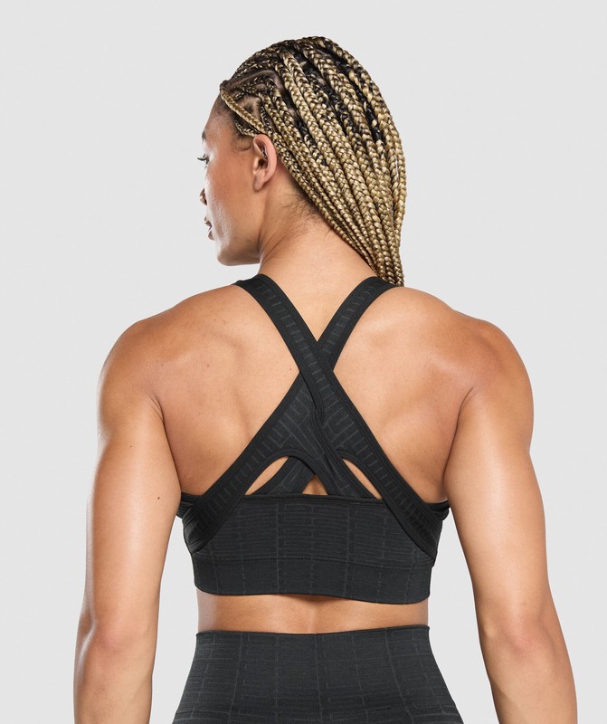 Gymshark Adapt Monogram Seamless Sports Bra Sport BH Dames Zwart Grijs Zwart Grijs | ASJL60147