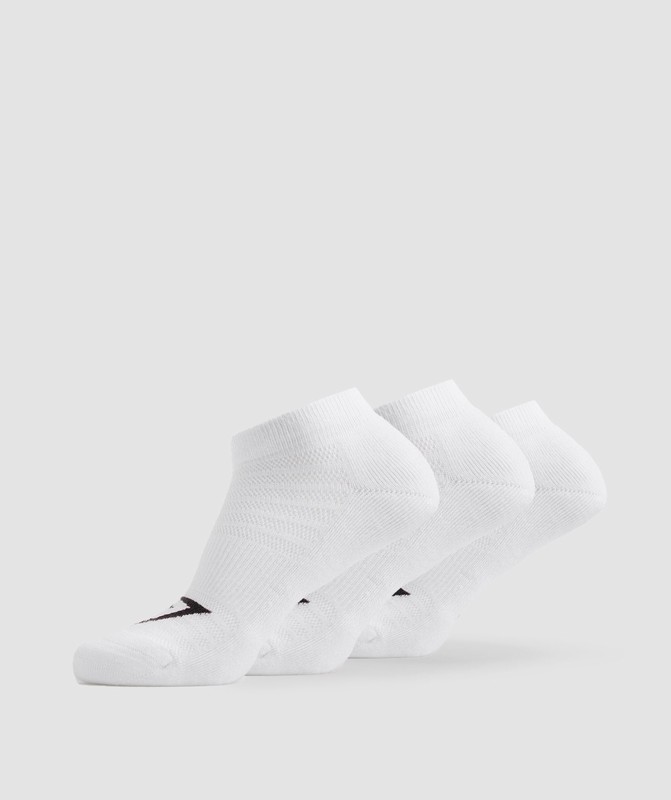 Gymshark Ankle Socks 3pk Sokken Dames Wit | NBLY76182