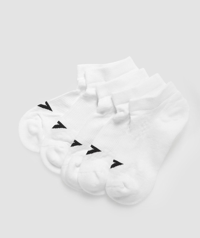 Gymshark Ankle Socks 5pk Sokken Dames Wit | SXQM60597