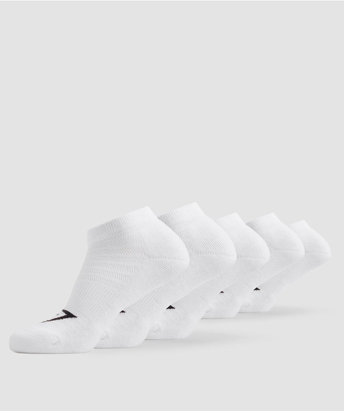 Gymshark Ankle Socks 5pk Sokken Dames Wit | SXQM60597