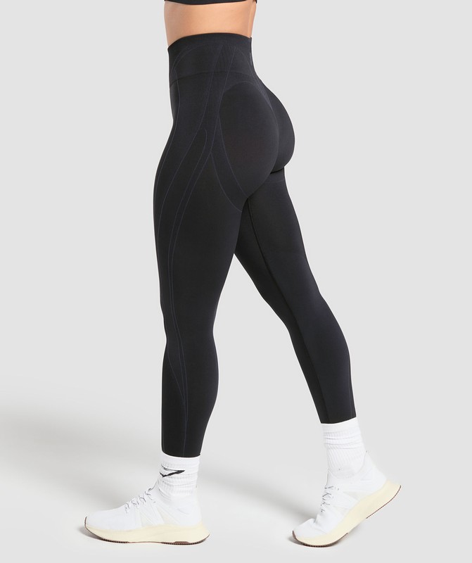 Gymshark Apex Contrast Leggings Leggings Dames Zwart Grijs | HZFS92145