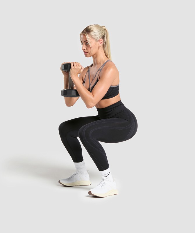 Gymshark Apex Contrast Leggings Leggings Dames Zwart Grijs | HZFS92145